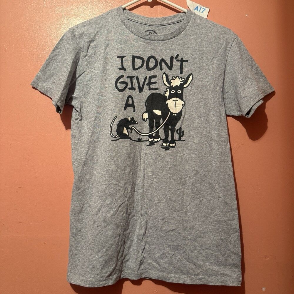 DOM Mens TShirt S Small Gray Tee Shirt Sarcastic Message Short Sleeve